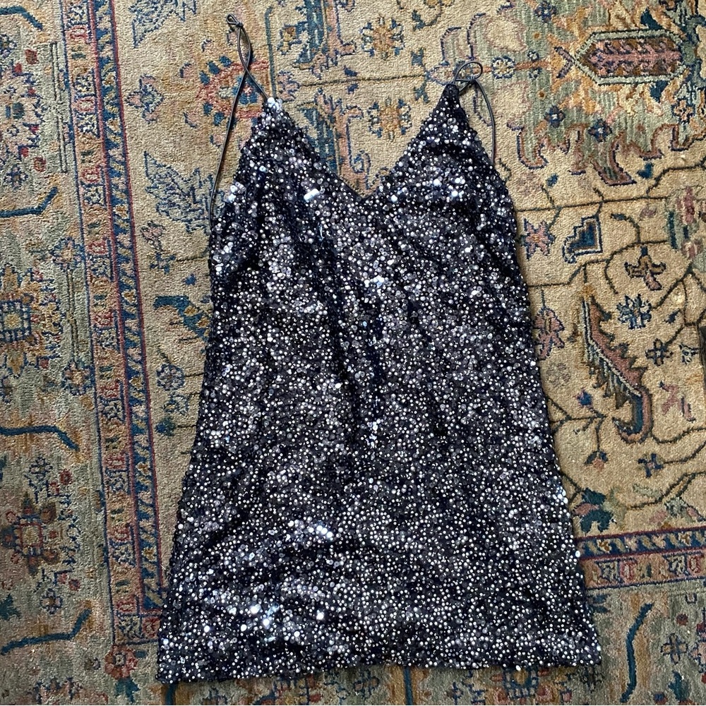 Lulu's Black Sequin Glam Dress